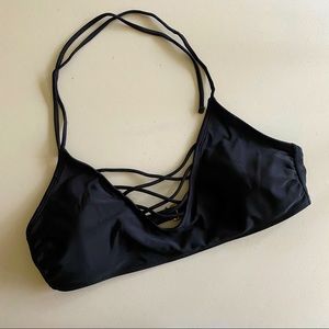 black stringy bikini top